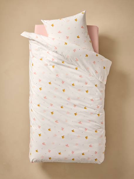 Parure housse de couette et taie d'oreiller HIRONDELLES blanc imprimé 2 - vertbaudet enfant 
