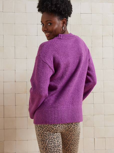 Pull col rond grossesse maille jersey avec laine anthracite+fuchsia 7 - vertbaudet enfant 