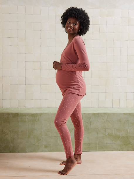 Ensemble 2 pièces pyjama grossesse et allaitement coton biologique* vieux rose 2 - vertbaudet enfant 