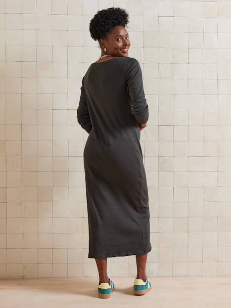 Robe longue de grossesse maille côtelée anthracite 5 - vertbaudet enfant 