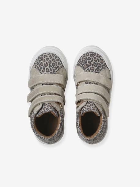 Baskets enfant fille cuir à scratchs beige imprimé+marine+or 4 - vertbaudet enfant 