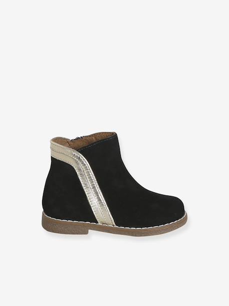 Boots bébé fille cuir zippées noir+or 2 - vertbaudet enfant 