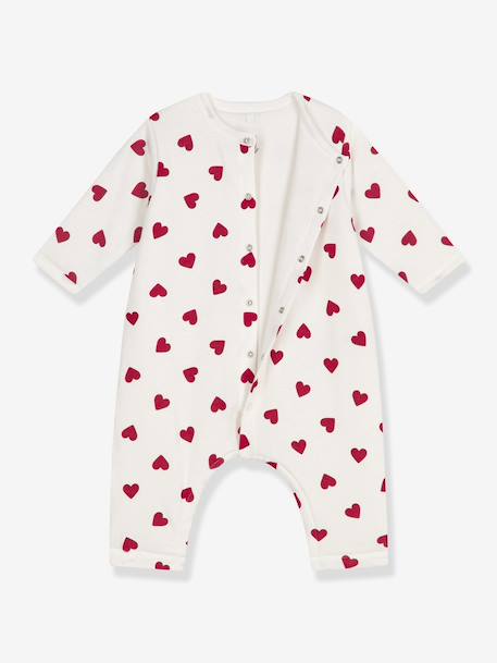Combinaison ouatinée bébé en coton imprimé coeurs blanc 1 - vertbaudet enfant 