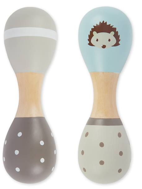 Hochets en bois lot de 2 - motif faon Igel+Reh+Star dust 1 - vertbaudet enfant 