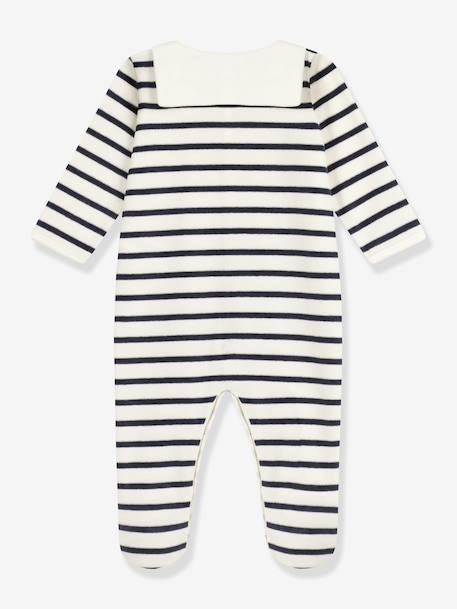 Pyjama bébé mixte en velours imprimé rayures marine 2 - vertbaudet enfant 