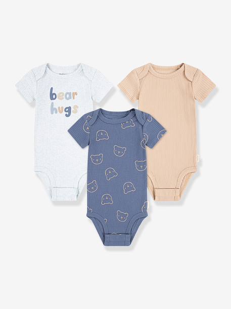 Lot de 3 bodies manches courtes bleu 1 - vertbaudet enfant 