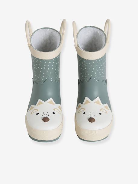 Bottes de pluie bébé détails ludiques rayé marine+vert imprimé 10 - vertbaudet enfant 