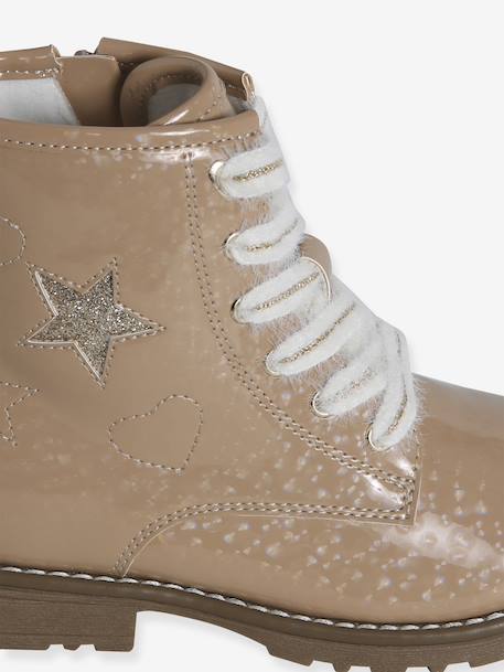 Bottines enfant fille zippées et lacets élastiqués rose nude 7 - vertbaudet enfant 