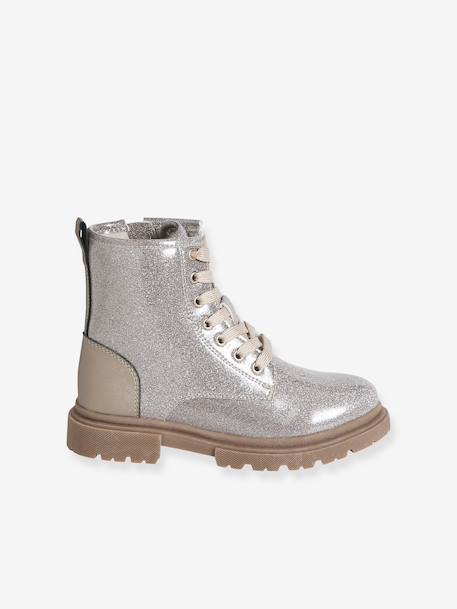 Bottines enfant fille synthétique lacées et zippées or 6 - vertbaudet enfant 