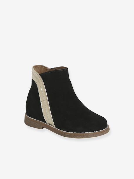 Boots bébé fille cuir zippées noir+or 1 - vertbaudet enfant 