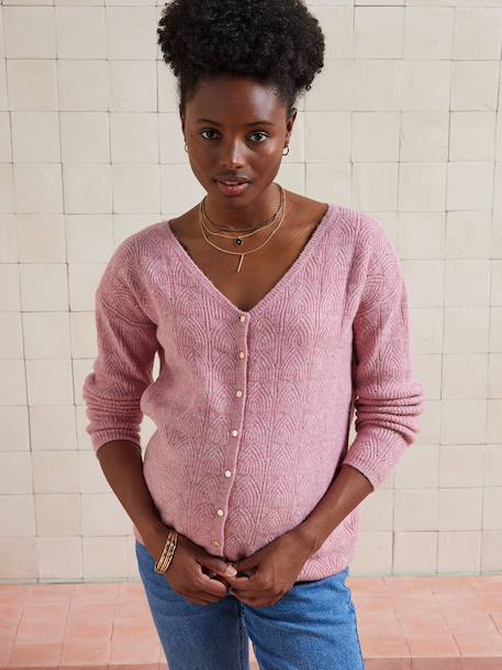 Pull réversible devant/dos grossesse et allaitement Bleu lavance+vieux rose 10 - vertbaudet enfant 