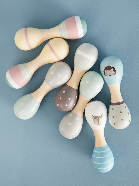 Hochets en bois lot de 2 - motif faon Igel+Reh+Star dust 14 - vertbaudet enfant 