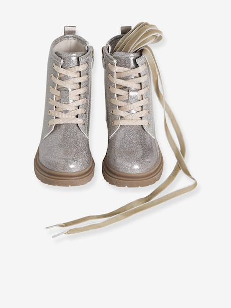 Bottines enfant fille synthétique lacées et zippées or 5 - vertbaudet enfant 