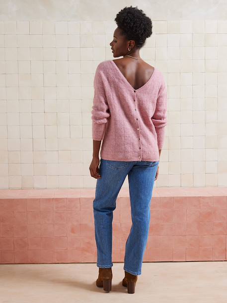 Pull réversible devant/dos grossesse et allaitement Bleu lavance+vieux rose 12 - vertbaudet enfant 