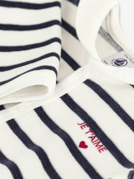 Pyjama bébé mixte en velours imprimé rayures marine 3 - vertbaudet enfant 
