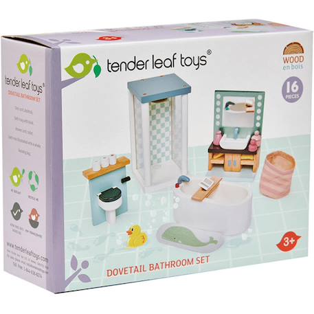 Mobilier pour poupée salle de bain en bois Bleu, blanc, vert 2 - vertbaudet enfant 