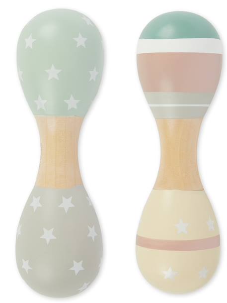 Hochets en bois lot de 2 - motif faon Igel+Reh+Star dust 13 - vertbaudet enfant 