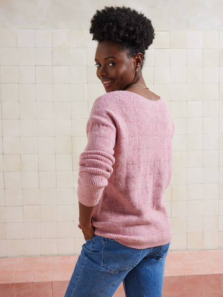 Pull réversible devant/dos grossesse et allaitement Bleu lavance+vieux rose 11 - vertbaudet enfant 