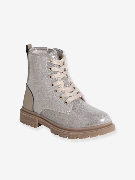 Bottines enfant fille synthétique lacées et zippées or 2 - vertbaudet enfant 
