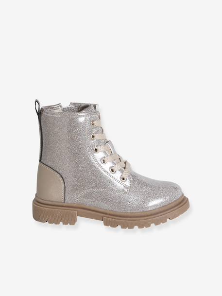 Bottines enfant fille synthétique lacées et zippées or 6 - vertbaudet enfant 