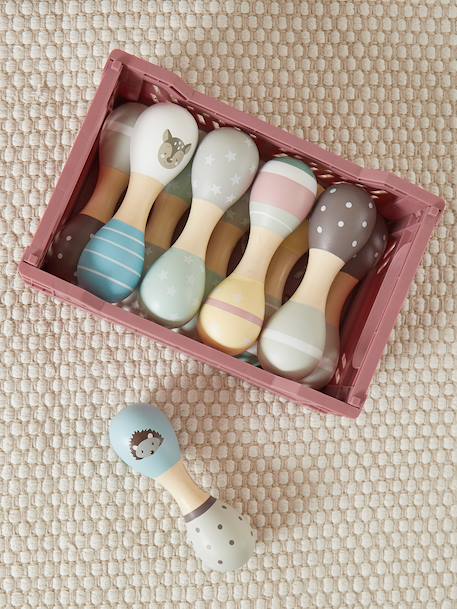 Hochets en bois lot de 2 - motif faon Igel+Reh+Star dust 15 - vertbaudet enfant 