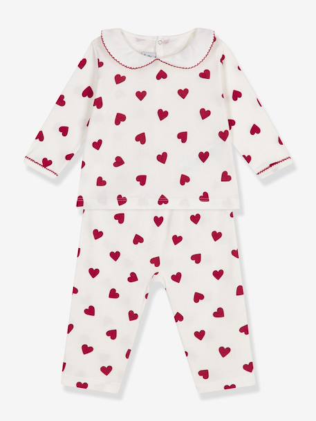Pyjama 2 pièces bébé imprimé coeurs blanc 1 - vertbaudet enfant 