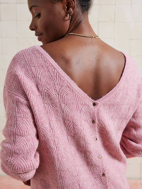 Pull réversible devant/dos grossesse et allaitement Bleu lavance+vieux rose 13 - vertbaudet enfant 