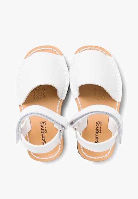 Sandales avarcas cuir nappa et à scratch pour enfant Blanc+Bleu marine+Ciel clair+Couleur chair+Couleur cuir+Rose+Sable 5 - vertbaudet enfant 