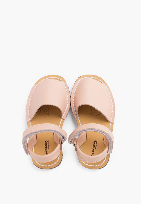 Sandales avarcas cuir nappa et à scratch pour enfant Blanc+Bleu marine+Ciel clair+Couleur chair+Couleur cuir+Rose+Sable 23 - vertbaudet enfant 