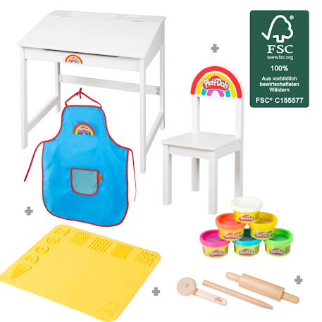 Bureau enfant avec chaise + 6 pâtes à modeler  Play-Doh et accessoires Blanc - multicolore 1 - vertbaudet enfant 