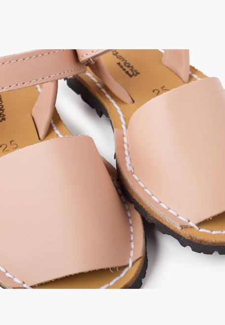 Sandales avarcas cuir nappa et à scratch pour enfant Blanc+Bleu marine+Ciel clair+Couleur chair+Couleur cuir+Rose+Sable 24 - vertbaudet enfant 