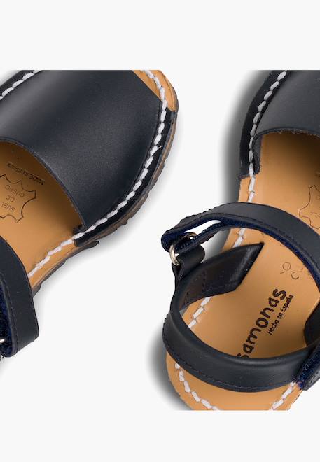 Sandales avarcas cuir nappa et à scratch pour enfant Blanc+Bleu marine+Ciel clair+Couleur chair+Couleur cuir+Rose+Sable 12 - vertbaudet enfant 