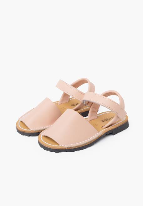 Sandales avarcas cuir nappa et à scratch pour enfant Blanc+Bleu marine+Ciel clair+Couleur chair+Couleur cuir+Rose+Sable 22 - vertbaudet enfant 