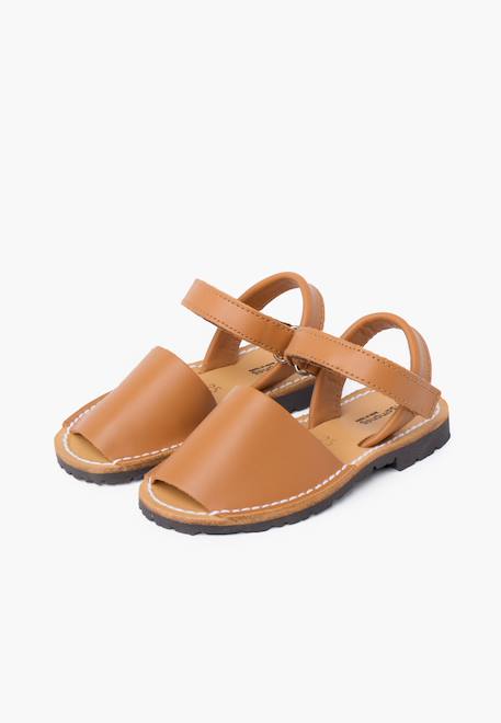Sandales avarcas cuir nappa et à scratch pour enfant Blanc+Bleu marine+Ciel clair+Couleur chair+Couleur cuir+Rose+Sable 28 - vertbaudet enfant 
