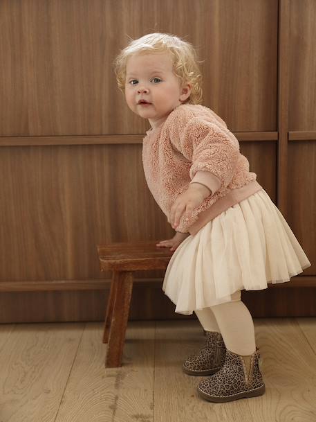 Ensemble bébé sweat-shirt + jupon rose poudré 1 - vertbaudet enfant 
