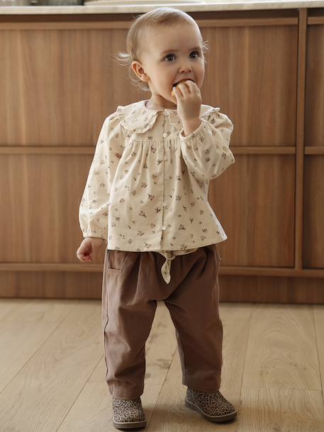 Blouse bébé imprimée en velours vanille 8 - vertbaudet enfant 