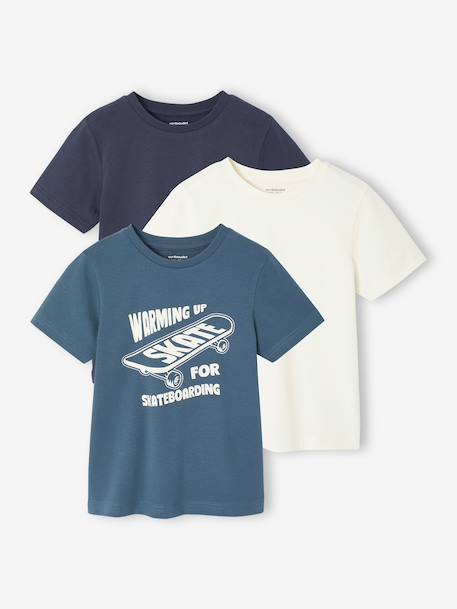 Lot 3 tee-shirts manches courtes garçon bleu 1 - vertbaudet enfant 