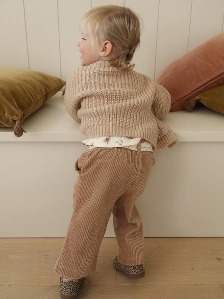 Gilet bébé en maille grosse jauge beige chiné+vert sauge 7 - vertbaudet enfant 