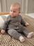 Combinaison naissance en tricot texturé vert de gris 2 - vertbaudet enfant 