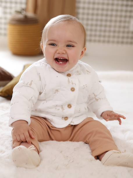 Veste bébé matelassée en velours + doudou coffret cadeau naissance écru 7 - vertbaudet enfant 