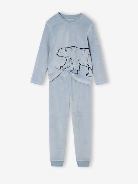 Lot 2 pyjamas garçon velours animaux polaires bleu ciel 6 - vertbaudet enfant 