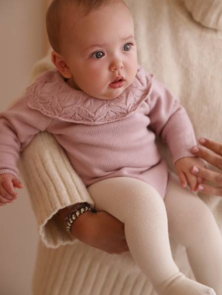 Ensemble naissance barboteuse en tricot et collants mauve 5 - vertbaudet enfant 
