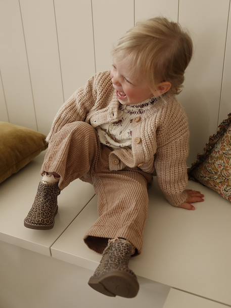 Gilet bébé en maille grosse jauge beige chiné+vert sauge 4 - vertbaudet enfant 