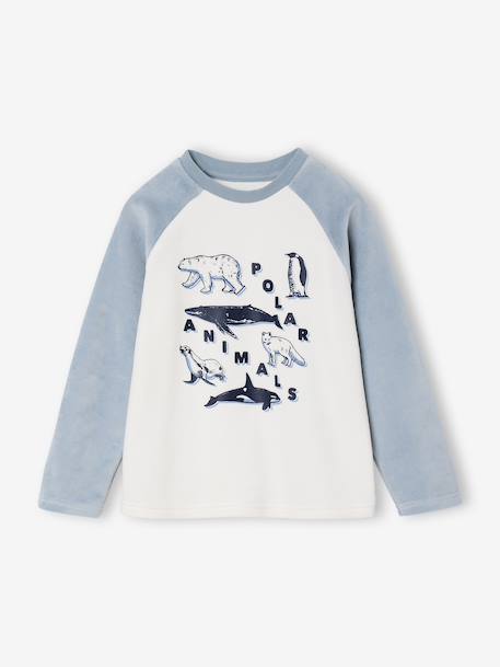 Lot 2 pyjamas garçon velours animaux polaires bleu ciel 4 - vertbaudet enfant 