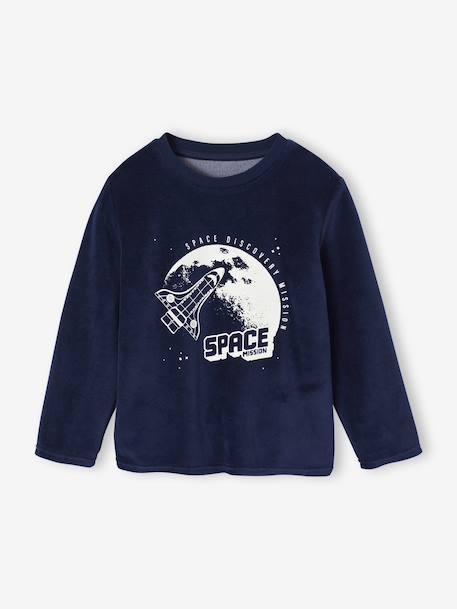 Pyjama garçon velours fusée marine 2 - vertbaudet enfant 