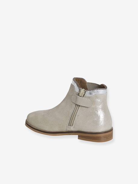 Boots enfant fille cuir zippées marine+noir+or 12 - vertbaudet enfant 