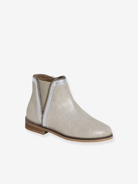 Boots enfant fille cuir zippées marine+noir+or 10 - vertbaudet enfant 