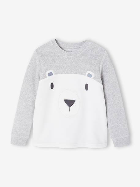 Pyjama garçon velours ours gris chiné 2 - vertbaudet enfant 