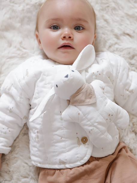 Veste bébé matelassée en velours + doudou coffret cadeau naissance écru 2 - vertbaudet enfant 