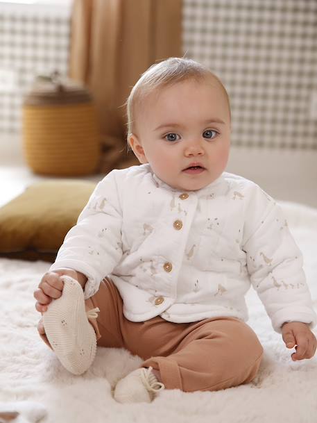 Veste bébé matelassée en velours + doudou coffret cadeau naissance écru 8 - vertbaudet enfant 